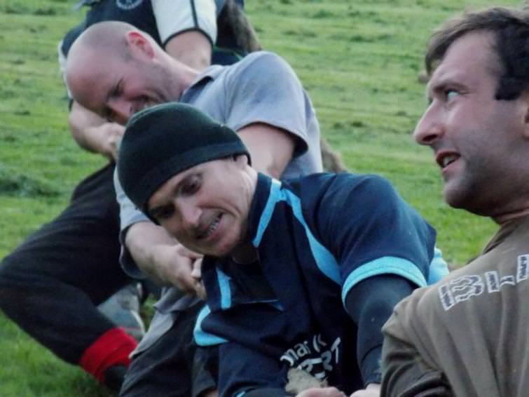 Fraser finds tug of war very hard work
