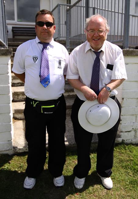 Umpires Neil Croucher and Huw Davies