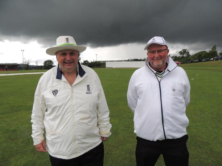Umpires Neil Thomas and Ian Milsom