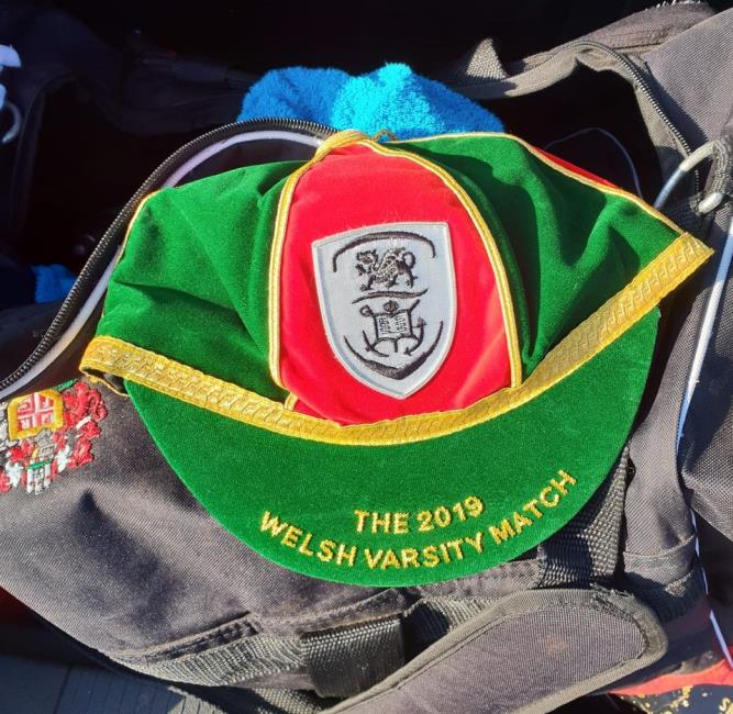 Very proud of his Welsh Varsity cap